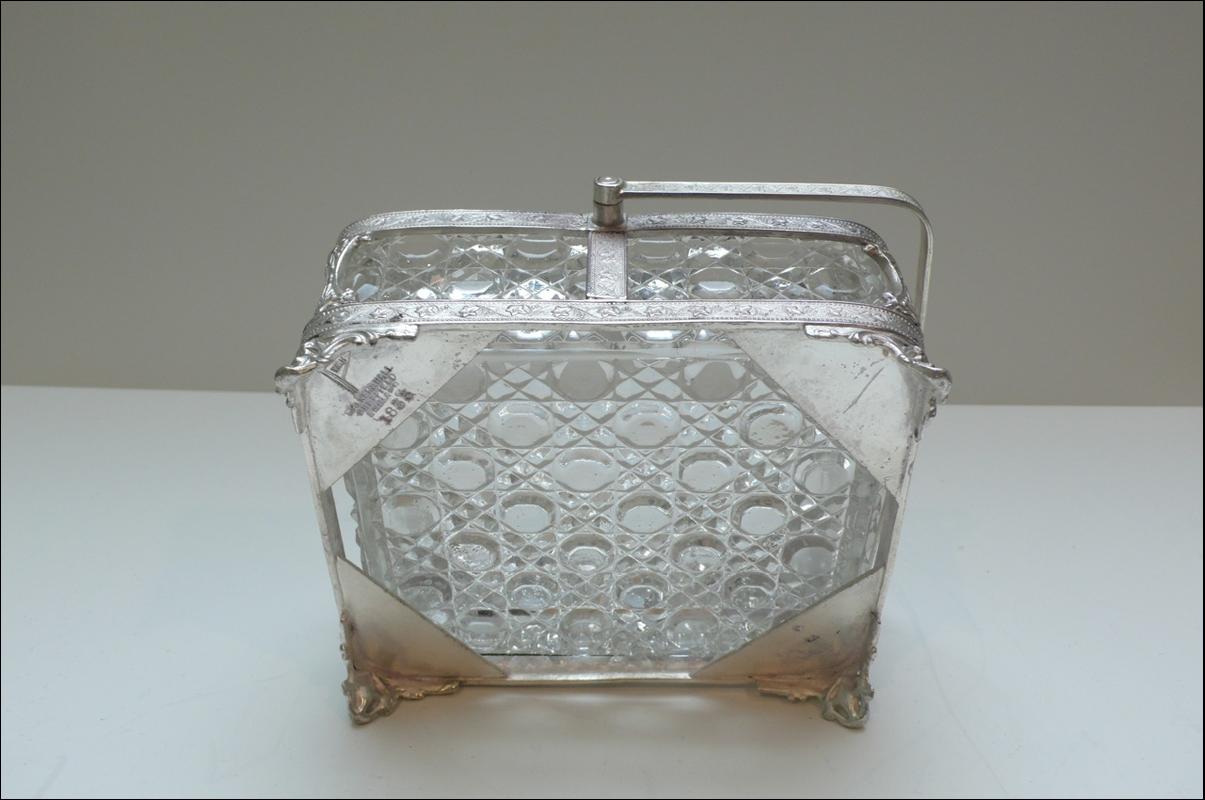 Victorian Silver plate and glass sardine box