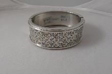 Victorian Sterling Bangle with Gold Flowers