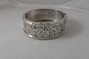 Victorian Sterling Bangle with Gold Flowers