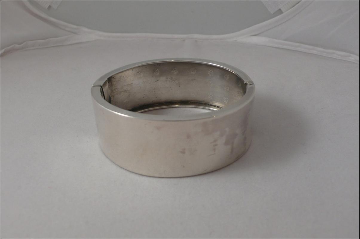 Victorian Sterling Bangle with Gold Flowers