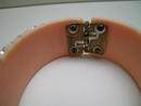 Lucite Weiss Pink Rhinestone Hinged Bangle