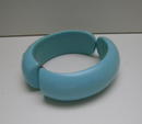 Lucite Weiss Blue Hinged Bangle with Rhinestones