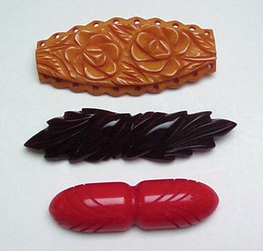Three Vintage Deco Bakelite Brooches