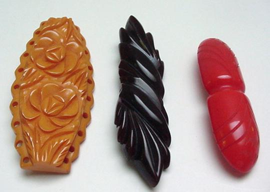 Three Vintage Deco Bakelite Brooches