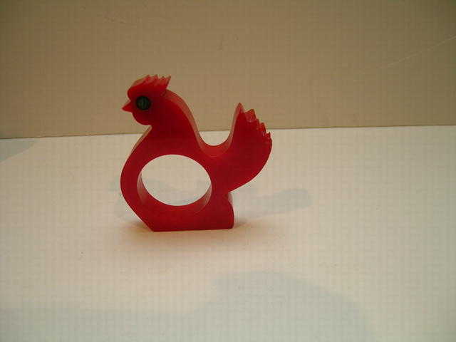 Bakelite Vintage Red Chicken Napkin Ring