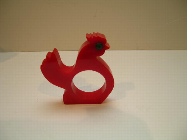 Bakelite Vintage Red Chicken Napkin Ring