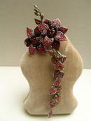 Fabulous Costume Crystal Red Magnolia Brooch