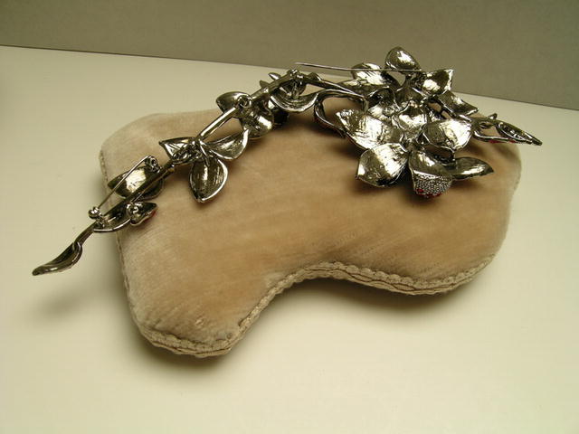Fabulous Costume Crystal Red Magnolia Brooch