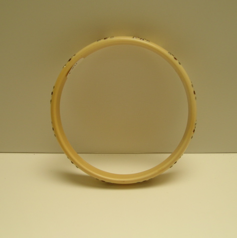 Celluloid Vintage Rhinestone Bangle: gold and white