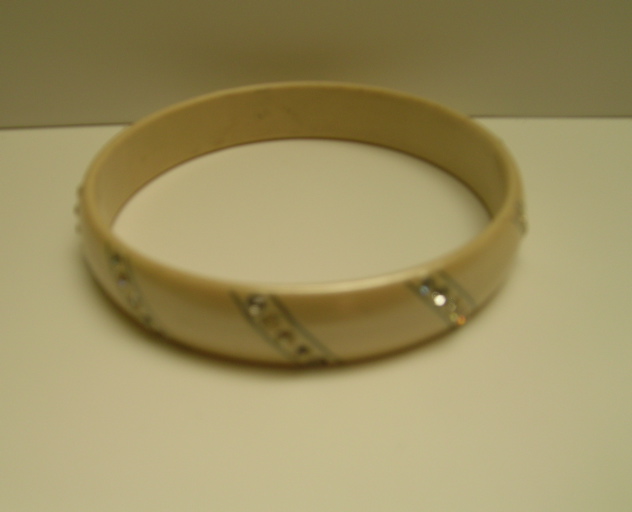 Celluloid and Rhinestone Vintage Bangle