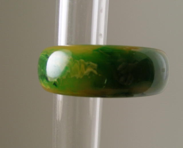 Bakelite Vintage Marbelized Chunky Green Bangle