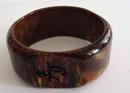 Brown marbelized bakelite bangle with Chinese Characters