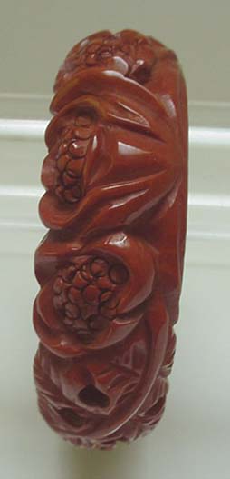 Bakelite Chocolate Lotus Carved Bangle
