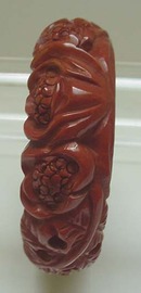 Bakelite Chocolate Lotus Carved Bangle