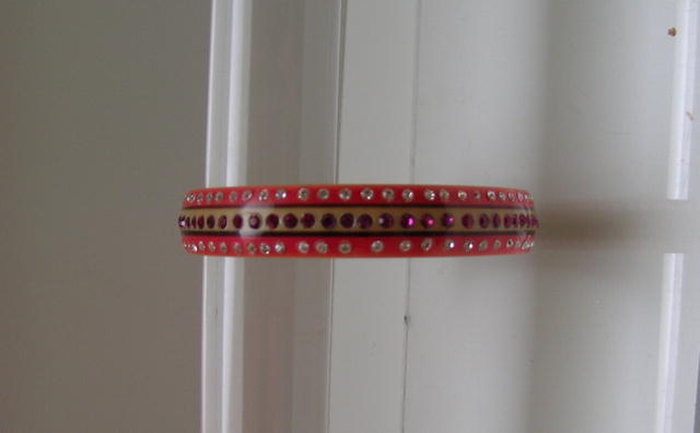Celluloid Bangle:Pink and Cream with white