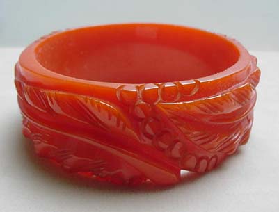 Bakelite (Carved coral orange bangle