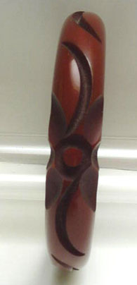 Dark Chocolate Brown Bakelite Carved Bangle