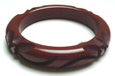 Dark Chocolate Brown Bakelite Carved Bangle