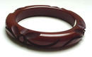 Dark Chocolate Brown Bakelite Carved Bangle