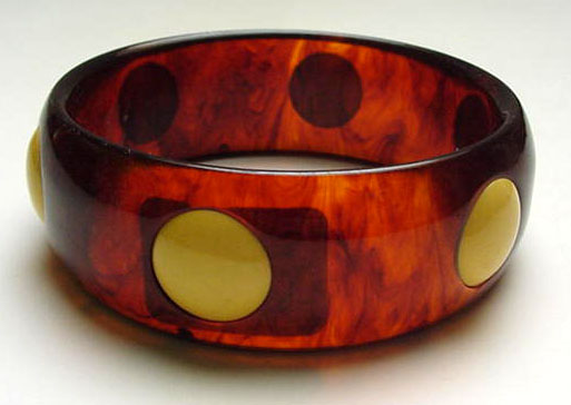 Bakelite Tortoiseshell Bangle with Inserted