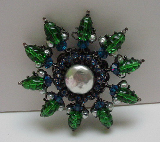 Miriam Haskell Pearl and Glass brooch