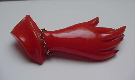 Bakelite Hand with crossed fingers pin
