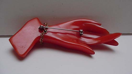 Bakelite Hand with crossed fingers pin