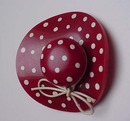 Bakelite Vintage Red Hat with white dots brooch