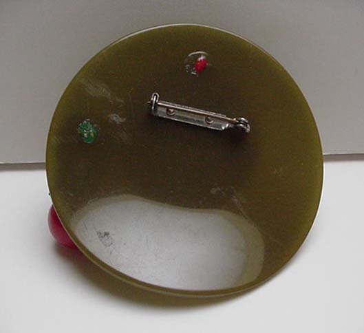 Bakelite Green Hat with Red Cherries Pin
