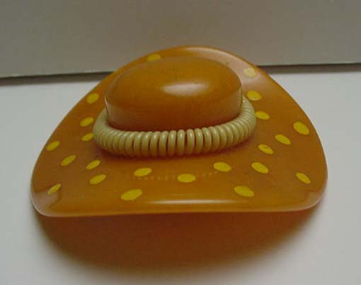 Bakelite Butterscotch Vintage Hat with Dots