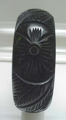 Bakelite Carved Black Bangle Bracelet