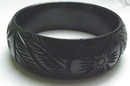 Bakelite Carved Black Bangle Bracelet