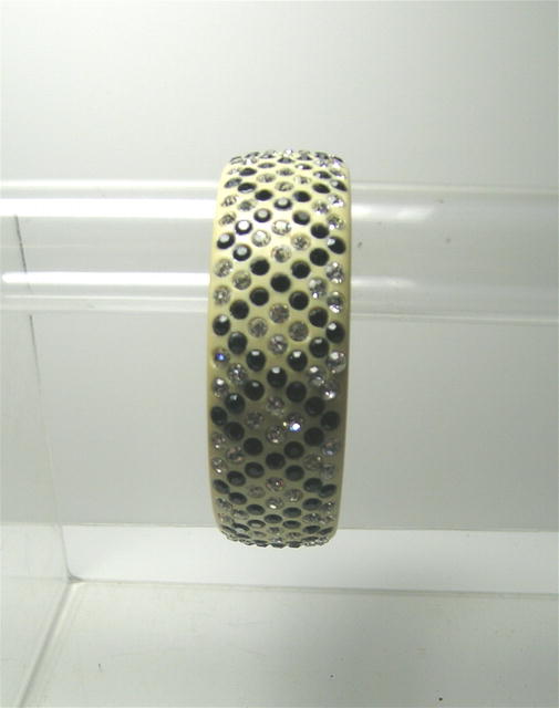 Celluloid vintage Wide Black and Clear Bangle