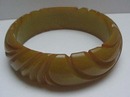 Bakelite Olive Carved Bangle Bracelet