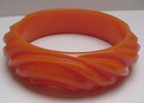 Bakelite Apricot Carved Circles Bangle Bracelet