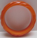Bakelite Apricot Carved Circles Bangle Bracelet