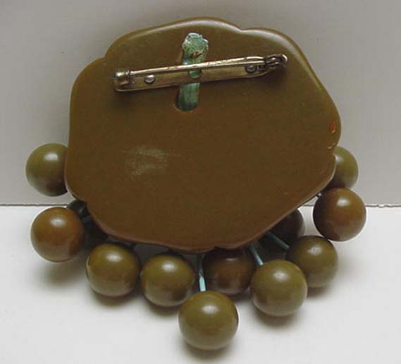 Bakelite Vintage Green Berries or Olives Brooch