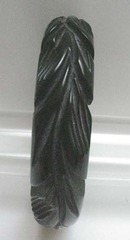 Bakelite Dark Green Deeply Carved Leaves