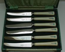 Bakelite Vintage Deco set of Boxed Fruit Knives