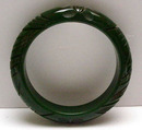 Bakelite Vintage Dark Green Carved Bangle Bracelet