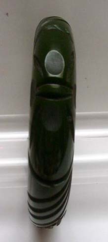 Bakelite Dark Green Vintage Deeply Carved Bangle Bracelet