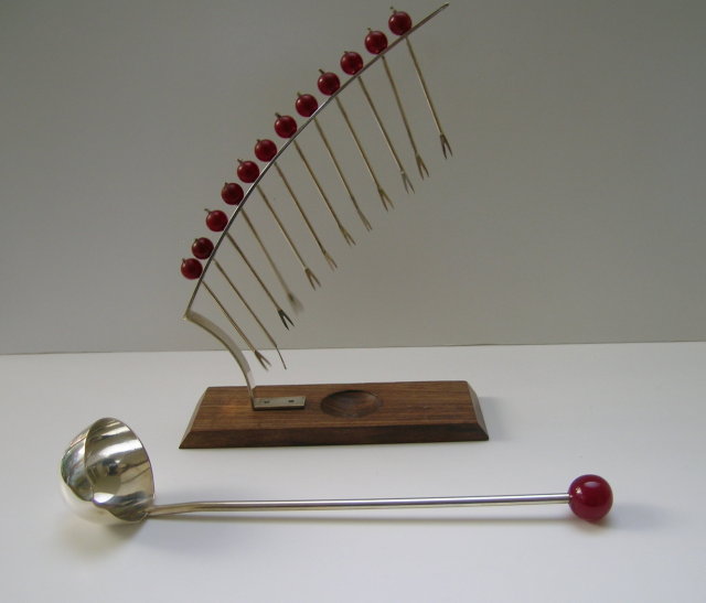 Bakelite and Wood Deco Cherry Bar Picks