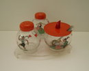 Bakelite & Glass 3 Piece Swiss Cruet