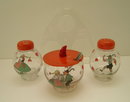 Bakelite & Glass 3 Piece Swiss Cruet