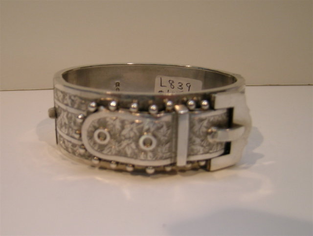 Dynamic Victorian Sterling Silver Buckle Bangle