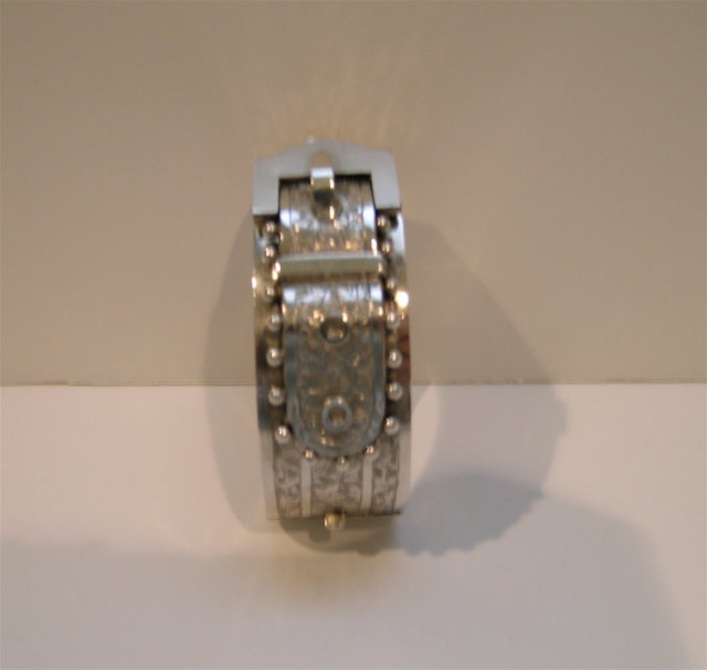 Dynamic Victorian Sterling Silver Buckle Bangle