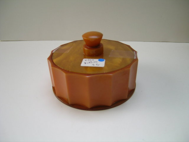 Bakelite Deco Ribbed Molasses Colored Box