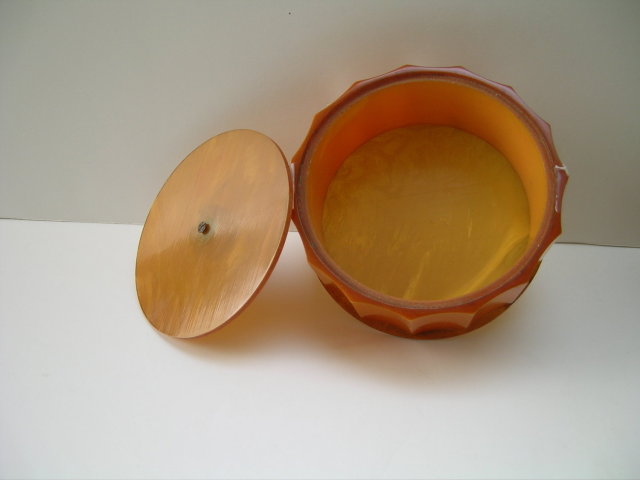 Bakelite Deco Ribbed Molasses Colored Box