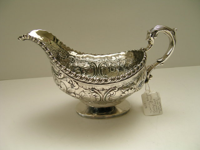George III Sterliing Silver Chased Sauce Boat