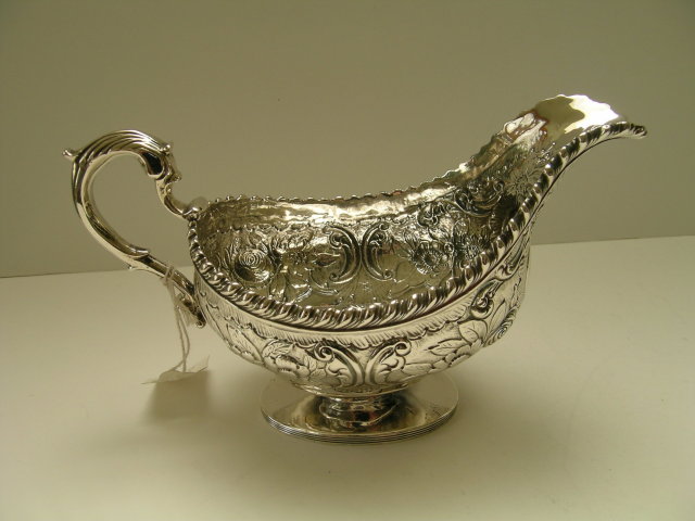 George III Sterliing Silver Chased Sauce Boat